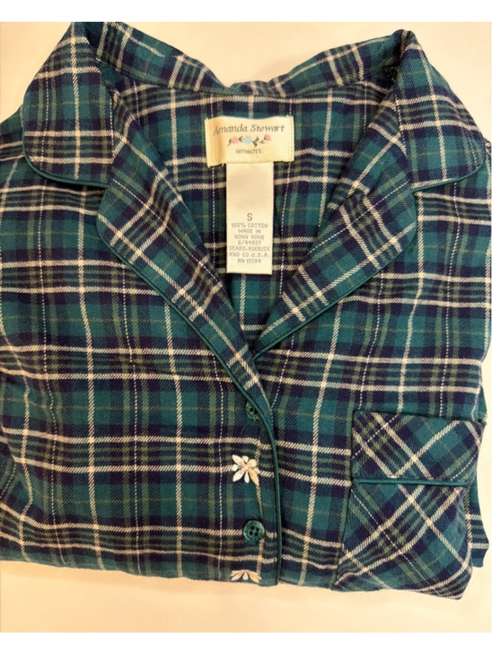 Vintage Amanda Stewart Flannel Nightgown S Sears Cottagecore Country Grannycore - Picture 9 of 9